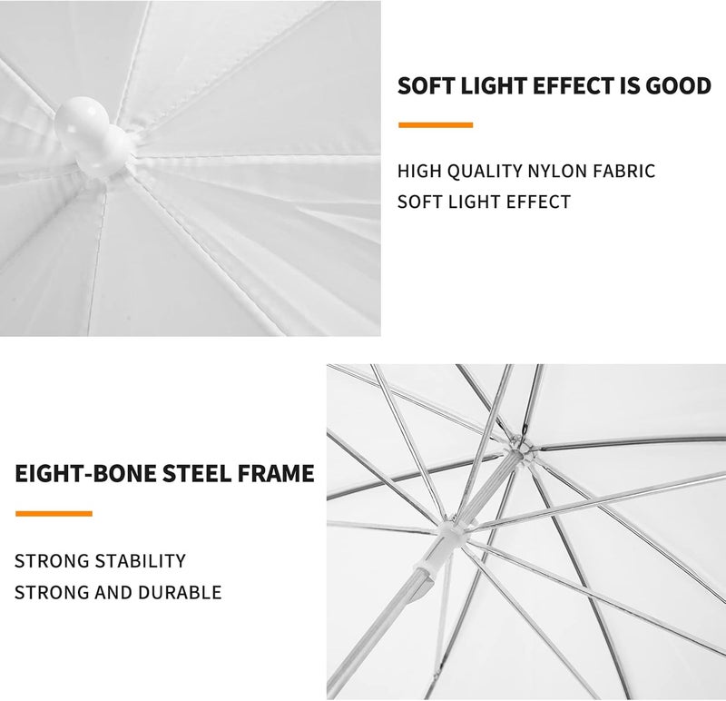 soonpho 2 Pack Photography Umbrella Lighting Kit, 2 * 43inch Translucent White Soft Umbrella for Studio/Outdoor Photo and Video Lighting Accessories (2 Pack (2X 43 White)) - Image 5